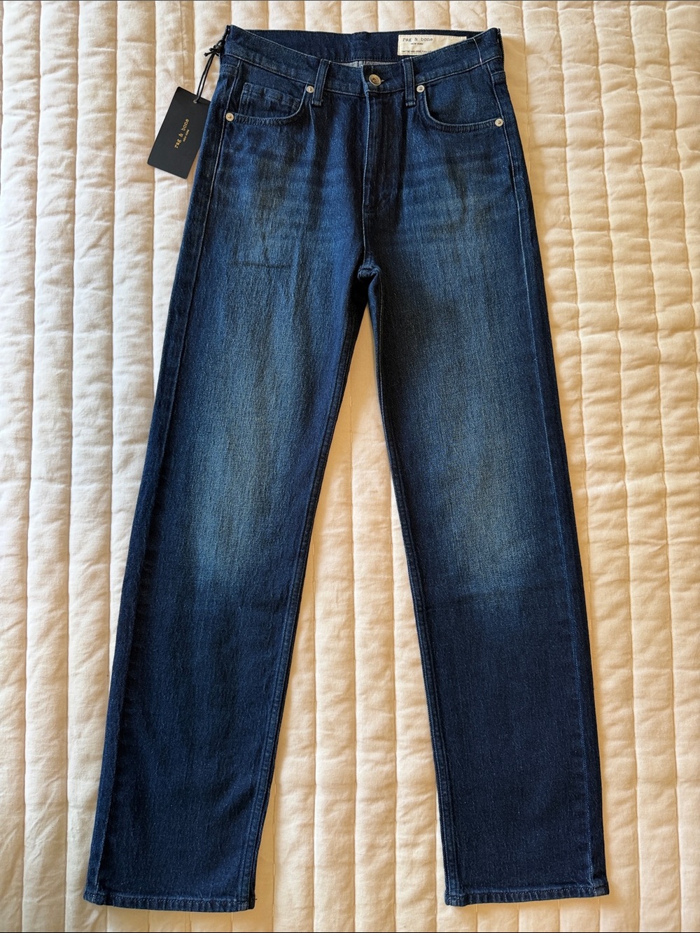 rag & bone The Hattie Mid-Rise Full Length Jean Straight Leg Blue Waist 26 NWT